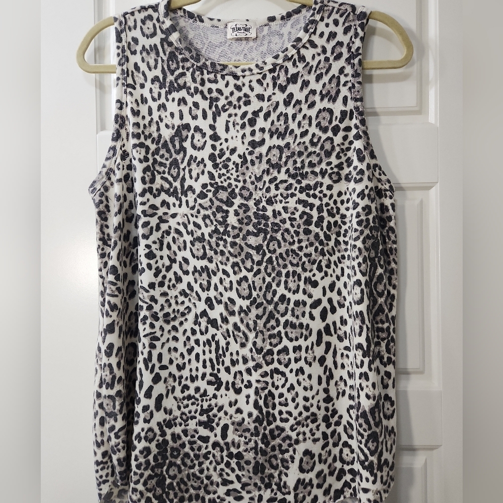 Texas True Threads Leopard Print Sleeveless Tank Top Size Large